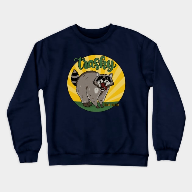 Raccoon - Trashy but cute Crewneck Sweatshirt by valentinahramov